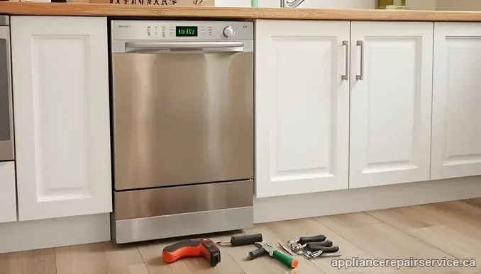 Dishwasher sump and drain pump opened for service — appliance repair in Toronto, ON